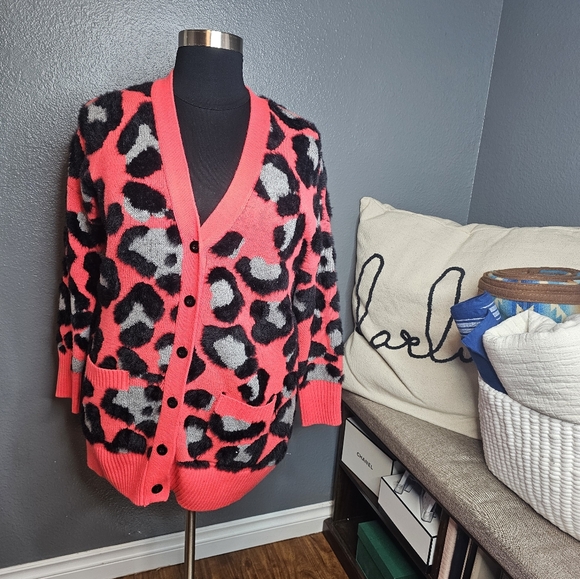 torrid Sweaters - Torrid pink animal print cardigan sweater size 1X
